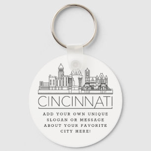 Porte-clés Cincinnati, Ohio Skyline stylisée Slogan personn