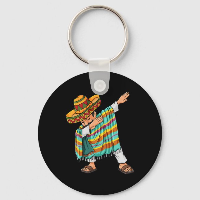 Porte-clés Cinco de Mayo Dabbing Poncho Sombrero Amusant mexi (Recto)