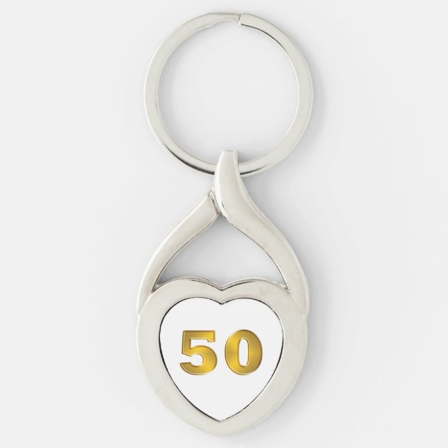 Porte-clés cinquantième Porte - clés d'or d'anniversaire (Devant)