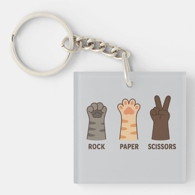 Porte-clés Ciseaux de papier roche de pattes de chat (Devant)