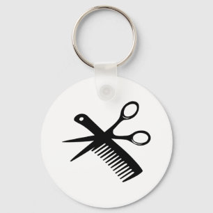 Porte-clés ciseaux peigne de coiffeur noir