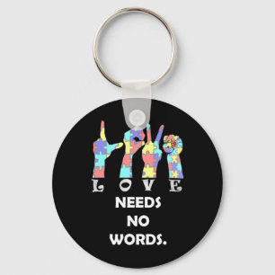 Porte-clés Citation d'acceptation ASL Love Nécessite Aucun mo