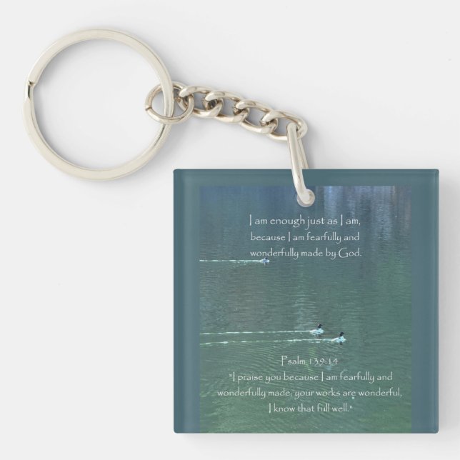 Porte-clés Citation d'affirmation chrétienne et Bible corresp (Devant)