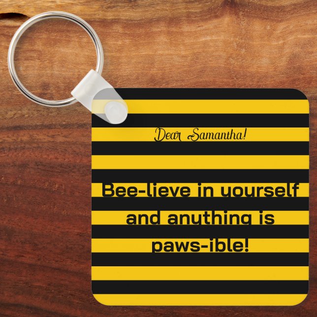 Porte-clés Citation d'amour mignonne Bumble Bee Stripes Motif (Recto)