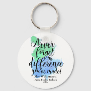 Porte-clés Citation d'aquarelle d'appréciation de l'enseignan