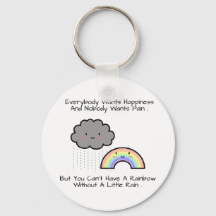 Porte-clés Citation de bonheur de nuage de pluie arc-en-ciel 
