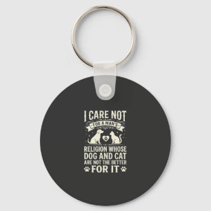 Porte-clés Citation de la religion du chien et du chat