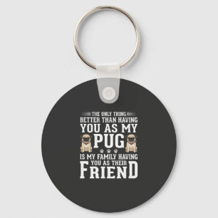 Porte-clés Citation de l'ami de la famille du chien Pug