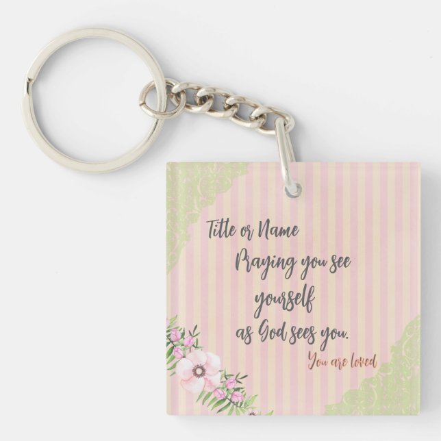 Porte-clés Citation de prière personnalisée miroir compact (Devant)