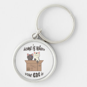 Porte-clés Citation drôle Accueil est où est votre chat