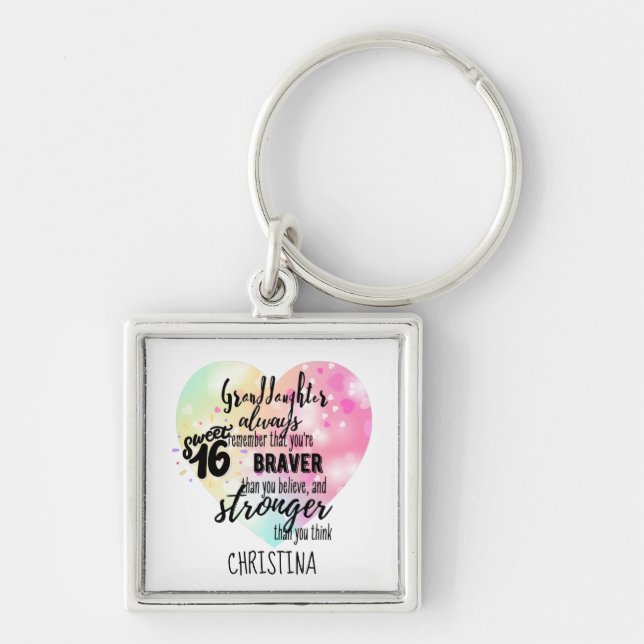 Porte-clés Citation forte Brave Grandgirl Sweet16 Custom (Devant)