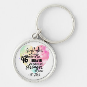 Porte-clés Citation forte Brave Grandgirl Sweet16 Custom