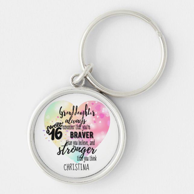 Porte-clés Citation forte Brave Grandgirl Sweet16 Custom (Devant)