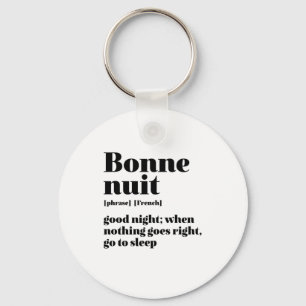 Porte-clés Citation française d'inspiration Bonne nuit Bonne 