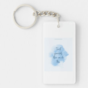 Porte-clés citation inspirante bleu aquarelle