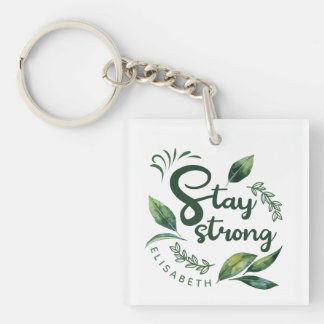 Porte-clés Citation Inspirante Personnalisée avec Feuilles Ve