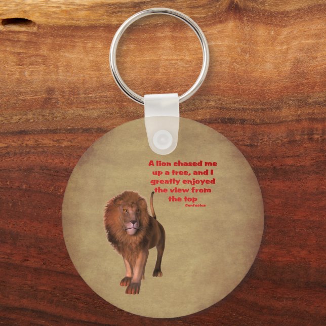 Porte-clés Citation Inspirationnelle Lion Confucius (Recto)