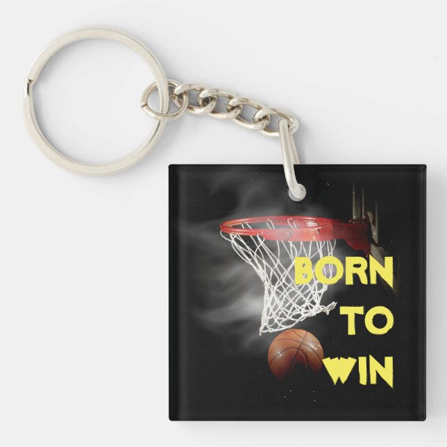 Porte-clés Citation motivationnelle disant Basketball né pour (Devant)