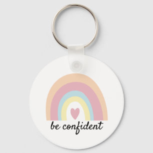 Porte-clés Citation personnalisée pastel arc-en-ciel confiant
