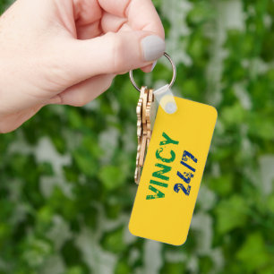 Porte-clés Citation simple Vincy avec texte vert et bleu