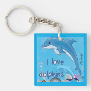 Porte-clés Citations de dauphins d'amour mignons et colorés N