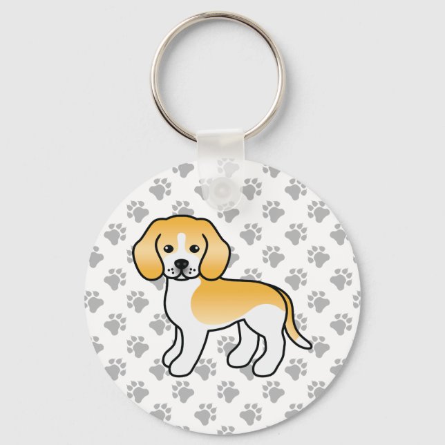 Porte-clés Citron Et Beagle Blanc Cute Chien & Pâtes (Recto)