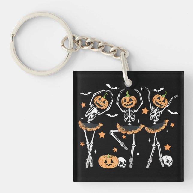 Porte-clés Citrouille de ballet Squelette effrayant Halloween (Devant)