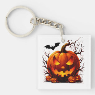 Porte-clés Citrouille Hantée Jack O Lantern Avec Yeux Brûlant