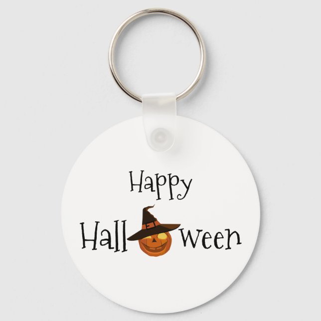 Porte-clés Citrouille Happy Halloween personnalisé (Recto)