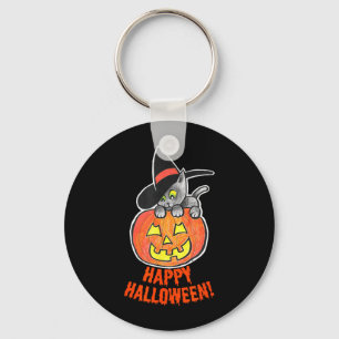 Porte-clés Citrouille Jack-O-Lantern Chat Noir Halloween
