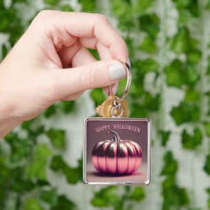 Porte-clés Citrouille rose brillant