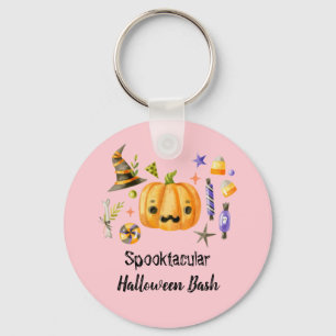 Porte-clés Citrouille Spooktacular Halloween Bash Party rose