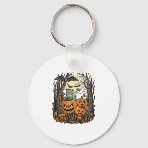 Porte-clés Citrouilles d'Halloween Chat Gris Chauve-Souris Pl