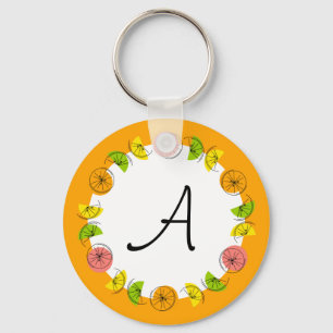 Porte-clés Citrus Circle Orange Monogramme recto-verso