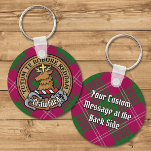 Porte-clés Clan Crawford Crest sur Tartan