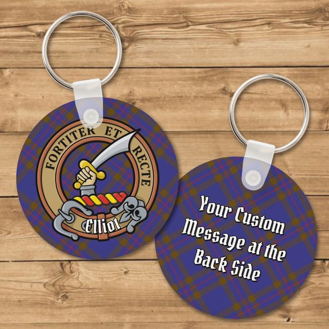 Porte-clés Clan Elliot Crest sur Tartan moderne (Créateur téléchargé)