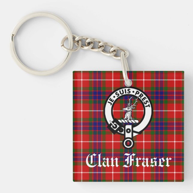 Porte-clés Clan Fraser Crest Badge et Tartan (Devant)