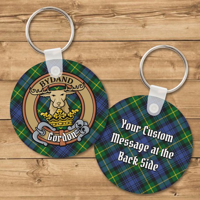 Porte-clés Clan Gordon Crest sur Tartan (Créateur téléchargé)
