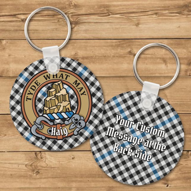 Porte-clés Clan Haig Crest over Check Tartan (Créateur téléchargé)