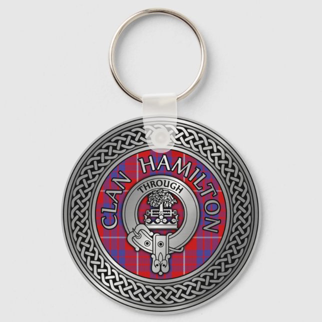 Porte-clés Clan Hamilton Crest & Tartan Knot Porte - clé (Recto)