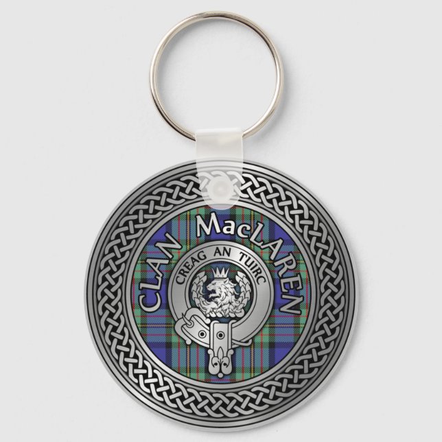 Porte-clés Clan MacLaren Crest & Tartan Knot (Recto)