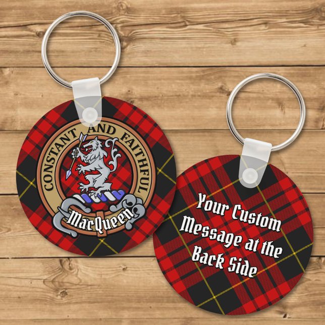 Porte-clés Clan MacQueen Crest sur Tartan (Créateur téléchargé)