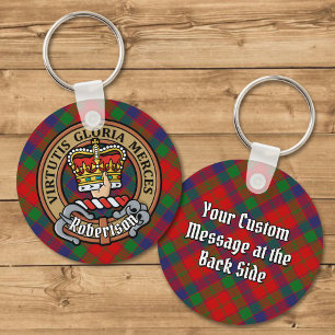 Porte-clés Clan Robertson Crest sur Tartan
