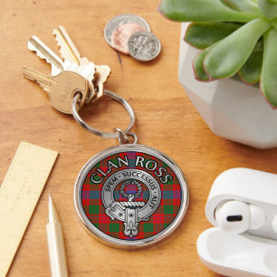 Porte-clés Clan Ross Crest & Tartan Knot