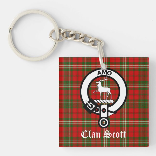 Porte-clés Clan Scott Crest Badge et Tartan (Devant)