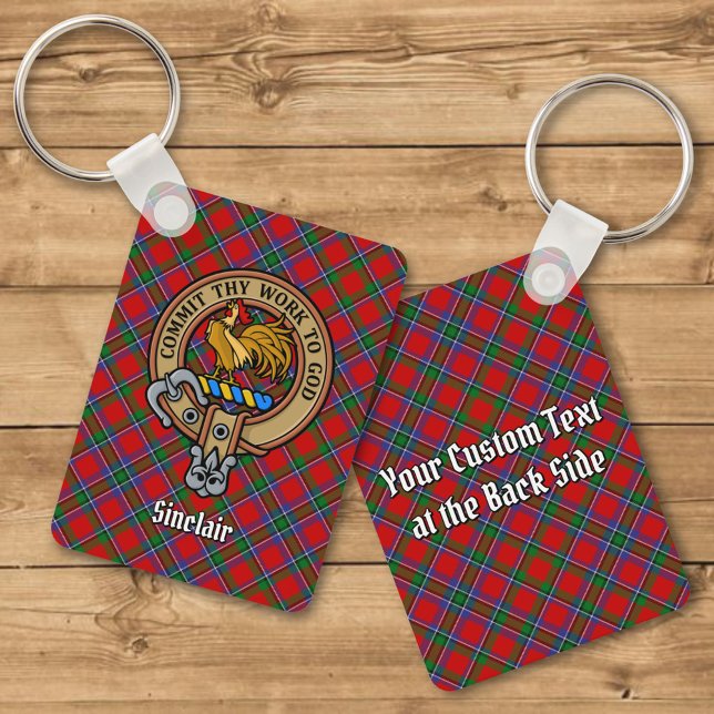 Porte-clés Clan Sinclair Crest sur Tartan (Créateur téléchargé)