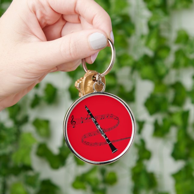 Porte-clés Clarinet et notes musicales (Main)
