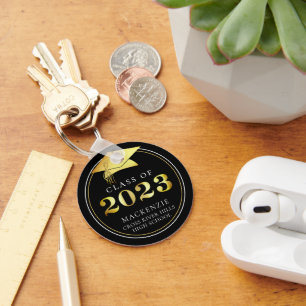 Porte-clés Classe de 2023 Elegant Black Gold Personnalisé