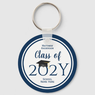 Porte-clés Classe de 2023 Simple Elegant Navy Blue Graduation