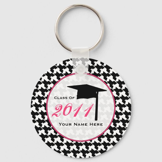 Porte-clés Classe De Graduation De 2011 - Houndstooth & Pink (Recto)